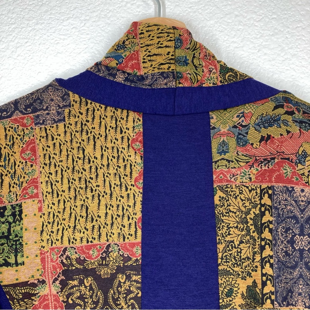 Soft Surroundings Izmir topper Cardigan M Open front Cascade Waterfall Patchwork - Picture 12 of 16